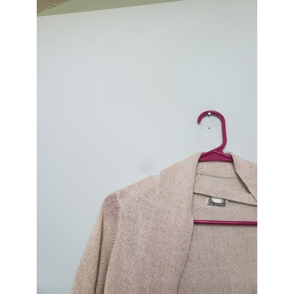 J.Jill Womens Petites MP Cardigan Linen Cotton Blend Beige Open Front 3/4 Sleeve - Picture 4 of 6